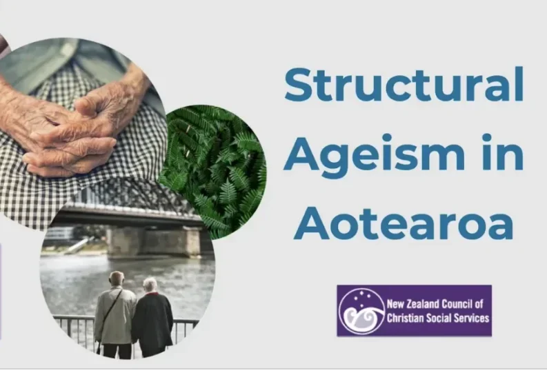 Screenshot of the title page of a presentation on Structural Ageism in Aotearoa